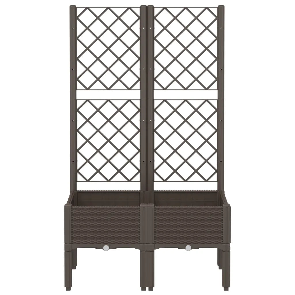 Fioriera da giardino con traliccio-Vaso da Esterno-Vaso con Griglia Marrone 80x40x142 cm in PP