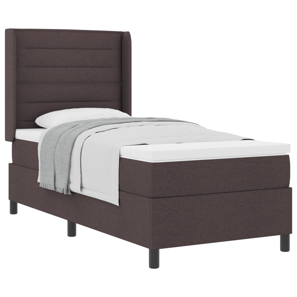 Letto a Rete con Materasso  Marrone Scuro 90x190 cm Stoffa