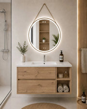 Mobile bagno con lavabo ORIGENBATH ZEUS senza specchio 90x45 cm Destra estepa