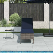 Lettino Prendisole con Cuscino Grigio 55x200x44cm in Polyrattan
