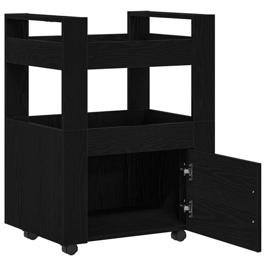 Carrello da Cucina-Scaffale per Cucina Rovere nero 60 x 45 x 80 cm 108016