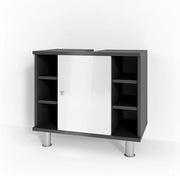 Mobile sottolavabo per bagno Fynn, Antracite, 60 x 54 cm, con intaglio per sifone e ripiani aperti