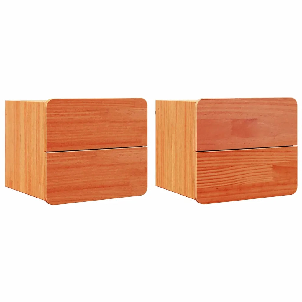 Set di 2 Comodini | Armadio da Notte | Mobiletto da notte Marrone 39 x 34 x 33 cm Legno di pino massello