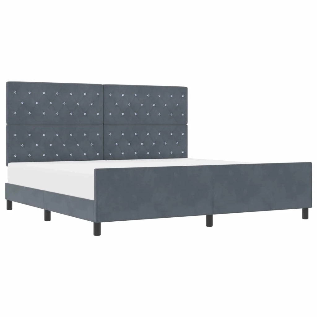 Letto a molle con testiera Grigio scuro 200 x 200 cm Velluto 3344898