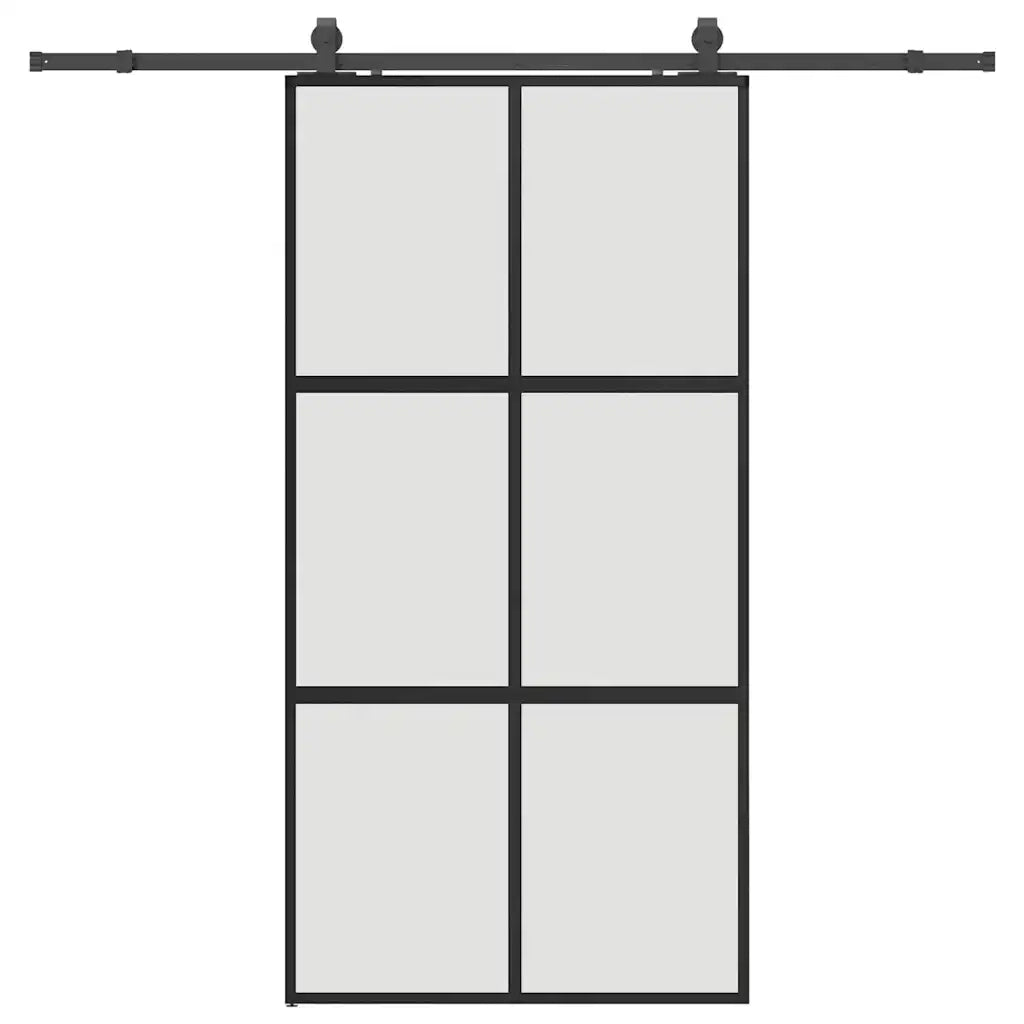 Porta Scorrevole Ferramenta Nera 102,5x205 cm Vetro Temperato