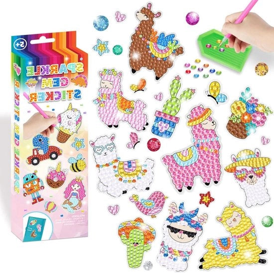Set di Puntinatura di Diamante - Unicorno e Alpaca Animali - Per Bambini e Principianti Adulti - Incluso Kit di 5 Sticker di Diamante (#5)