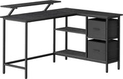 Bureau 2 lades - Hoekbureau con monitorstandaard - Pannello regolabile - in ebbeno nero