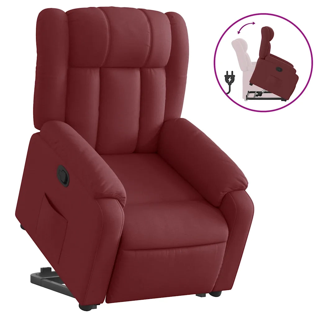 Poltrona Alzapersona Reclinabile Rosso Vino in Tessuto 3205319