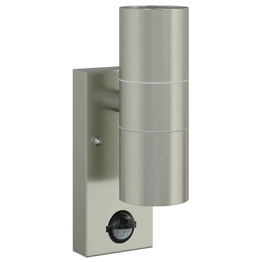 Applique da esterno cilindrica 7 x 10 x 22 cm resistente stile contemporaneo acciaio inox argento 02_0056541
