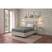 Letto imbottito Singolo 80x200 cm Square - Similpelle,Tortora,Contenitore