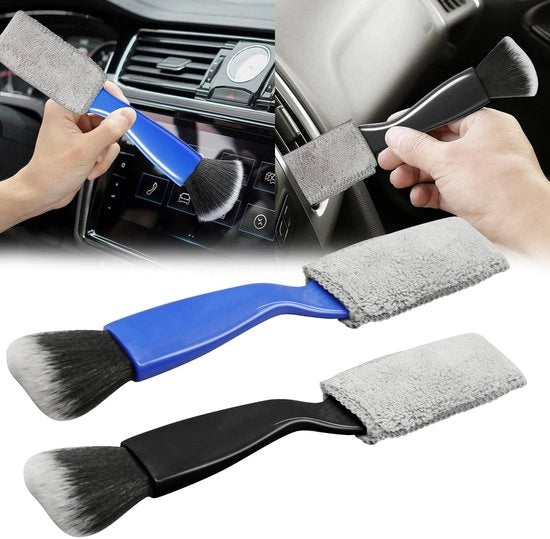 Set di 2 borsette di pulizia per auto, borsetta di pulizia per interno auto, borsetta di pulizia per auto, borsetta di pulizia per sedile auto per pulire le aperture di ventilazione, cruscotto (blu e nero)