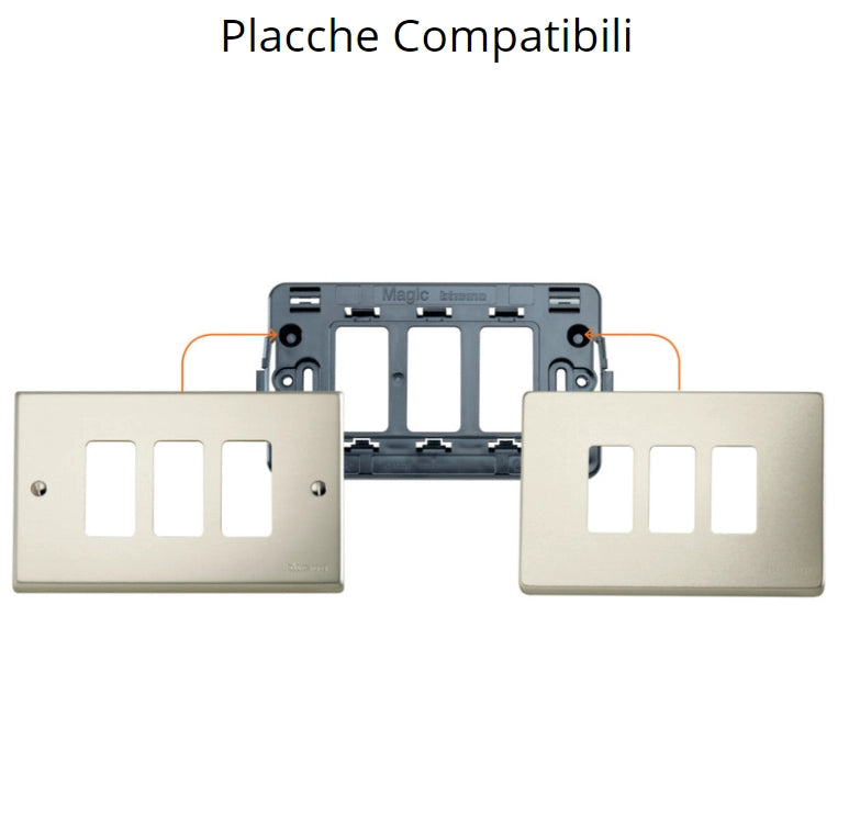 Commutatore doppio tasto con interblocco 1-0-2 serie bticino magic 5052n