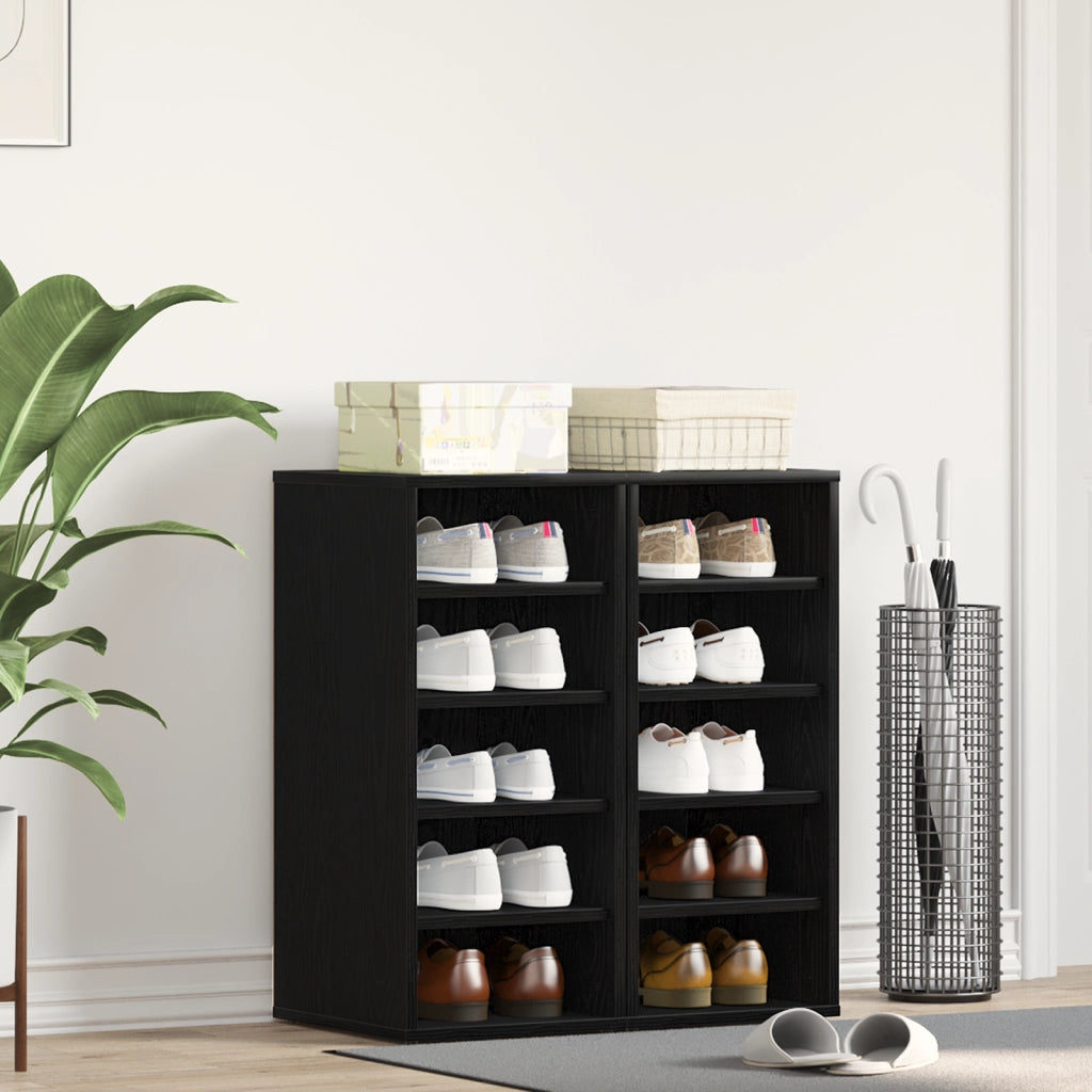 Armadio per scarpe  2 pz Nero Rovere 32x35x70 cm in legno ingegnerizzato