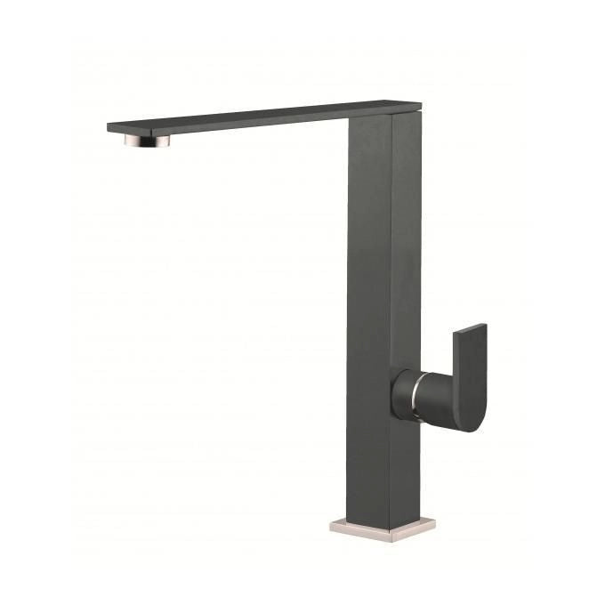 Elleci Flat MKKFLA99 - Miscelatore da cucina Mono Splitcomando, da incasso, Keratek Plus, canna girevole, 25,2 cm, Dark Grey