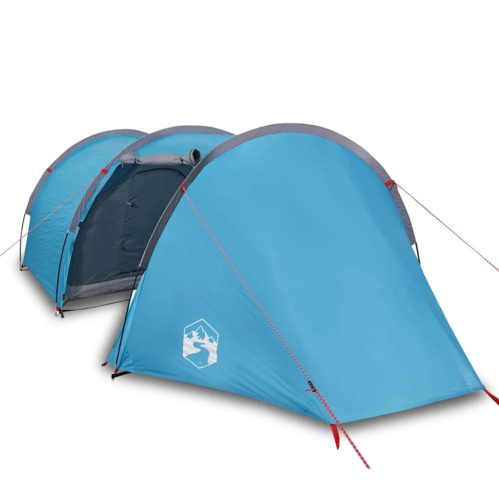 Tenda da Campeggio a Tunnel per 4 Persone Blu Impermeabile 94395