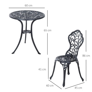 SET BISTRO 3 PEZZI 60x60 cm Alluminio Nero