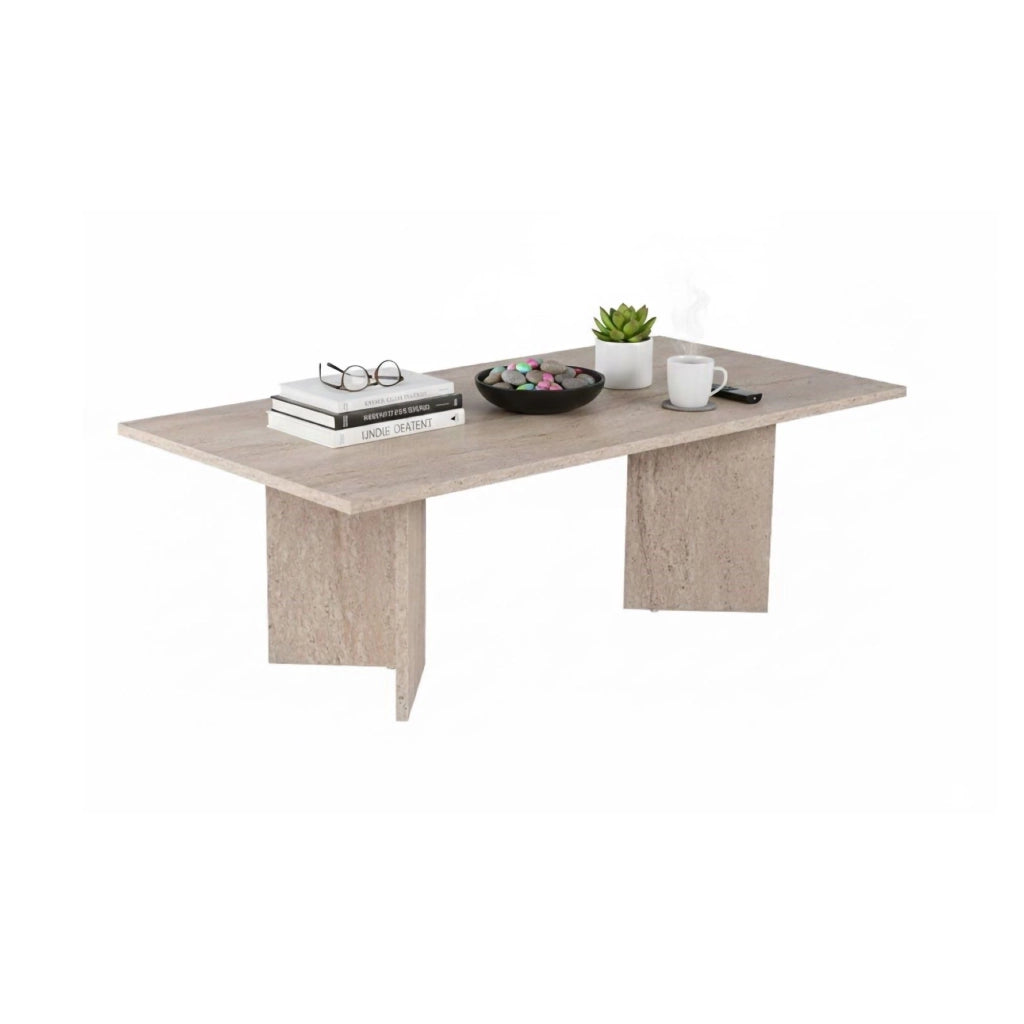 Turate, Tavolino da Salotto Forma Rettangolare, 119x60x40h cm Bianco Marmo