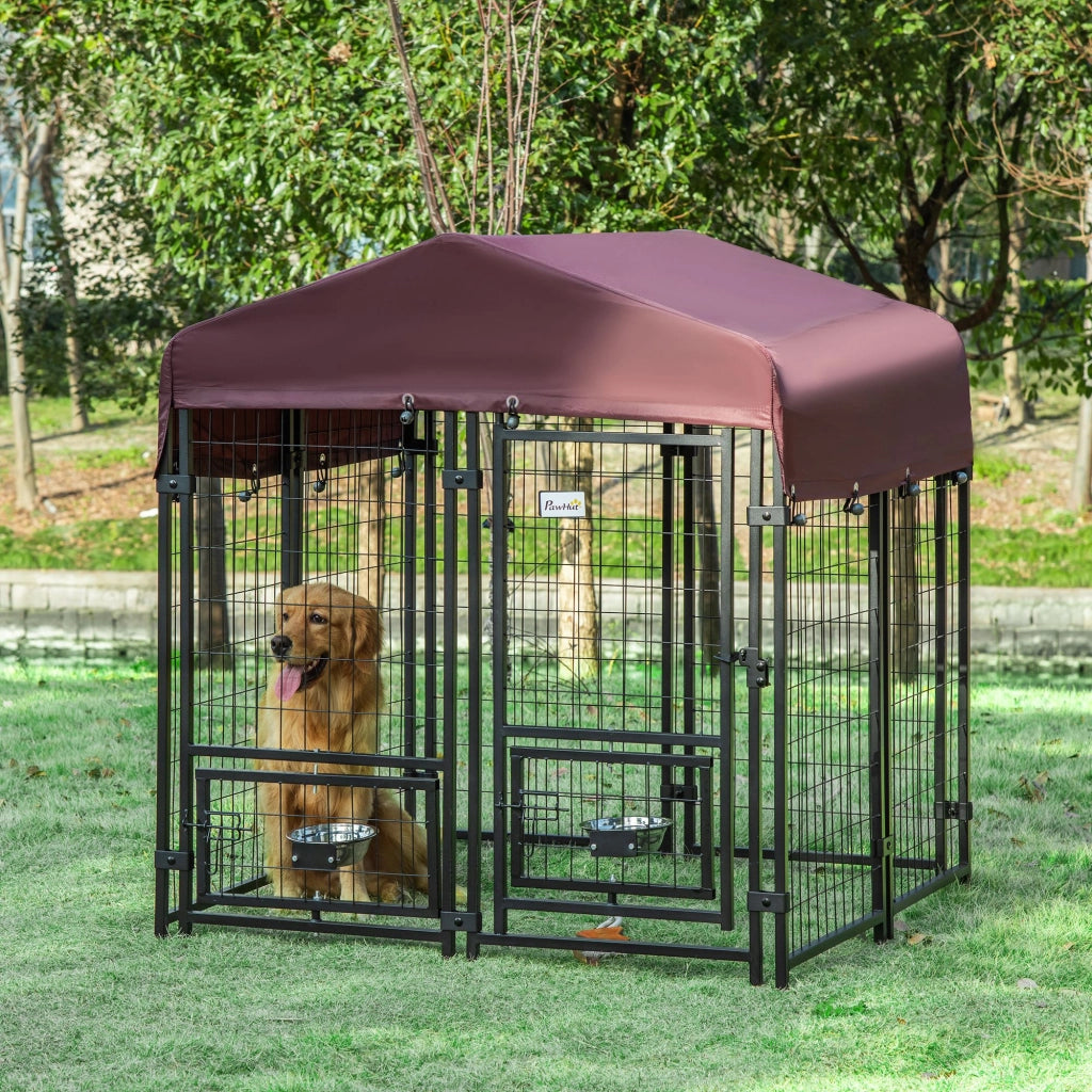 Recinto per cani esterno ¨C zephmum ¨C grigio 120x120x138 cm