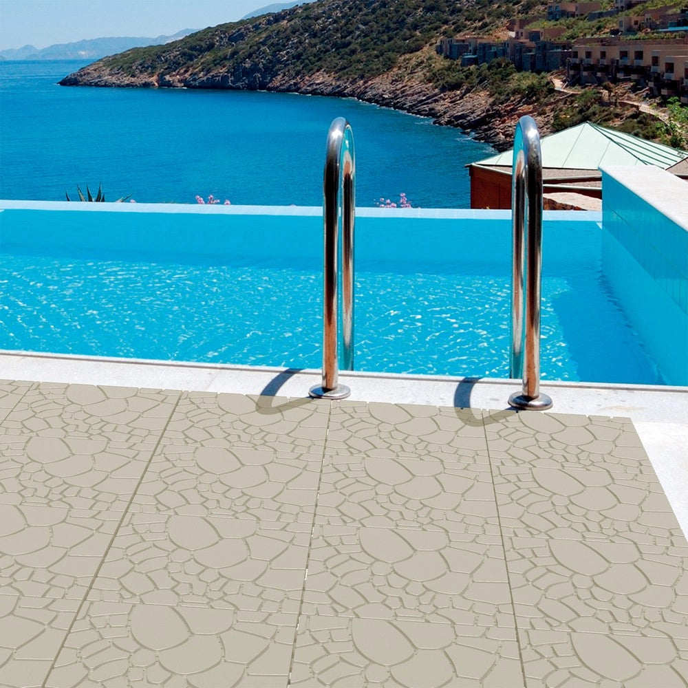 Piastrelle da Pavimento Interlocking per Patio ¨C MINIMAL ¨C Beige, 44 pcs, 30x30 cm