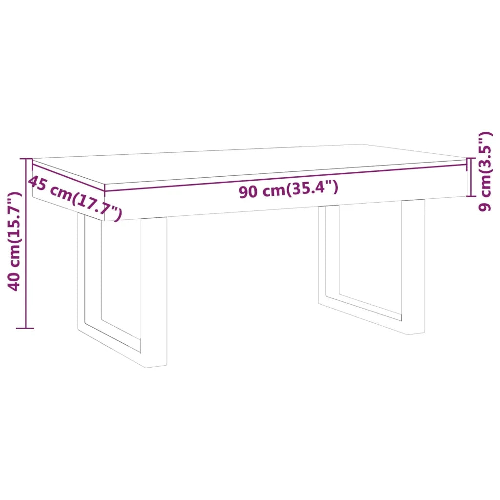 Tavolino da Salotto Grigio e Nero 90x45x40 cm in MDF e Ferro 286101
