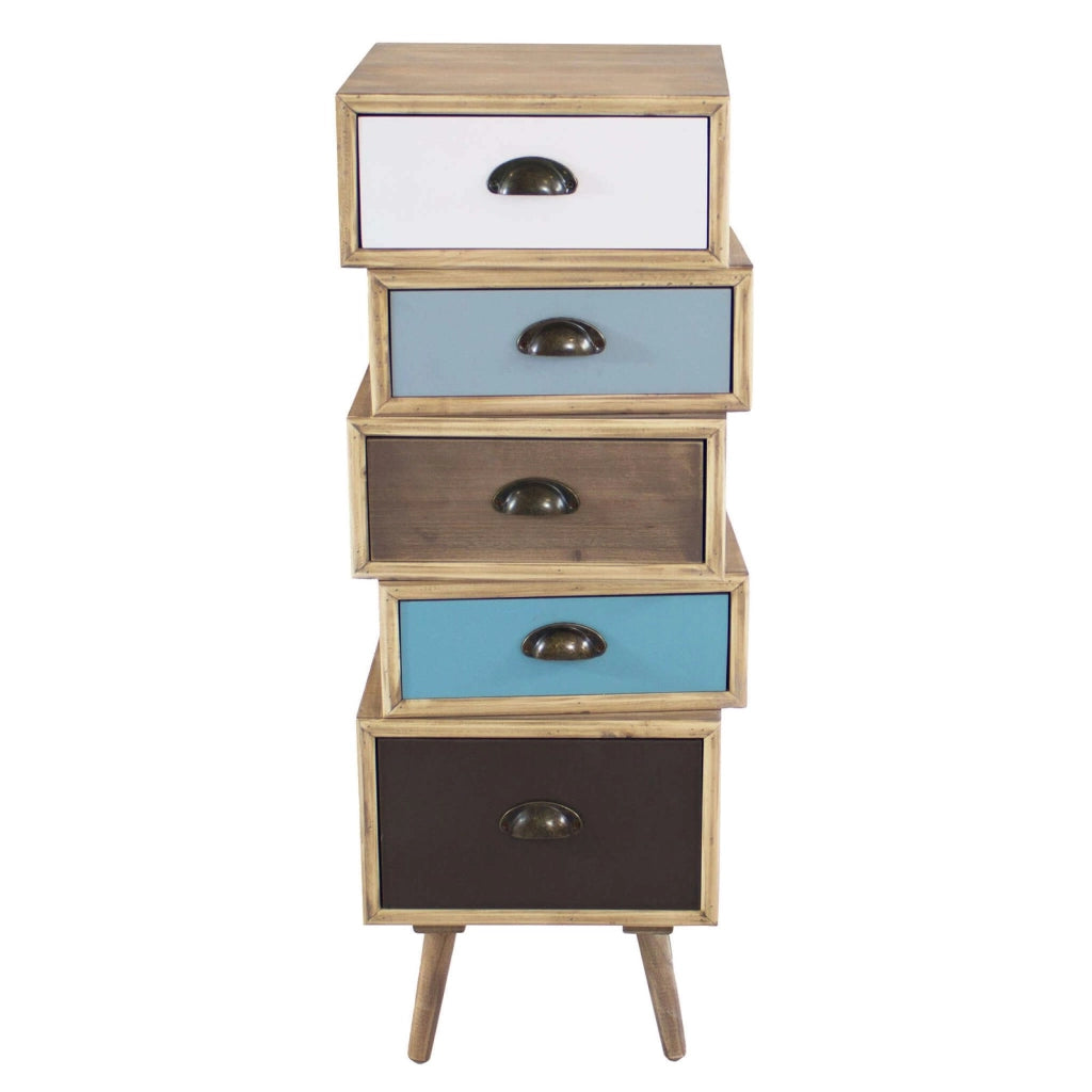 Cassettiera per soggiorno Industrial in Legno cm 40x36 5x81 - DENNY