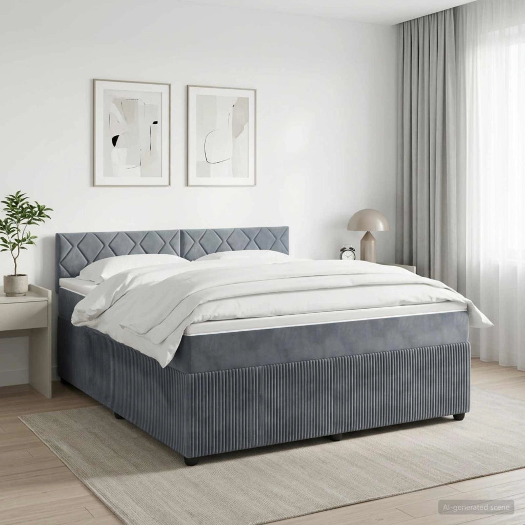 Letto box spring con materasso Grigio Scuro 160 x 200 cm 3453180