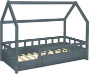 Letto a capanna per bambini 80 x 160 CM NEREE grigio con struttura letta e sponde