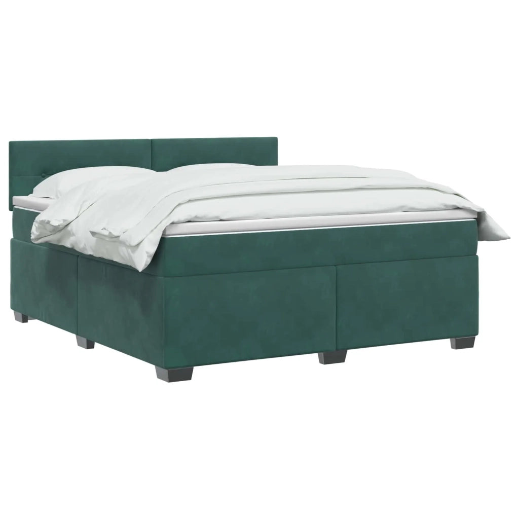 Letto con Box Spring, Materasso e LED Verde Scuro 160 x 200 cm 3452213