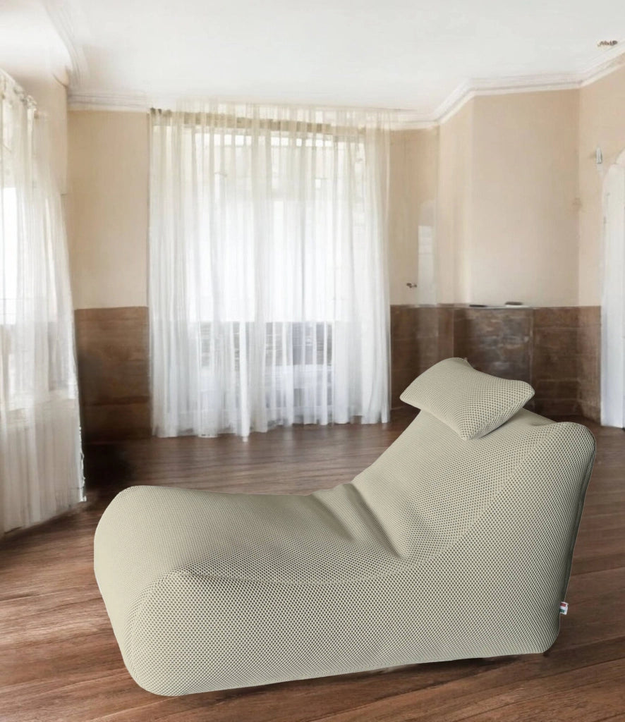 Pouf ??hck, Poltrona multiuso, Poltroncina sacco, Pouf poggiapiedi, Made in Italy, 70x120 h65 cm, Beige