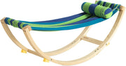 Amaca da Giardino Sdraio a Dondolo per Bambini Poltroncina per Bambini Lettino Prendisole in Legno con Dispositivi di Sicurezza per Cameretta o Giardino 122x36x48cm KMB16-J