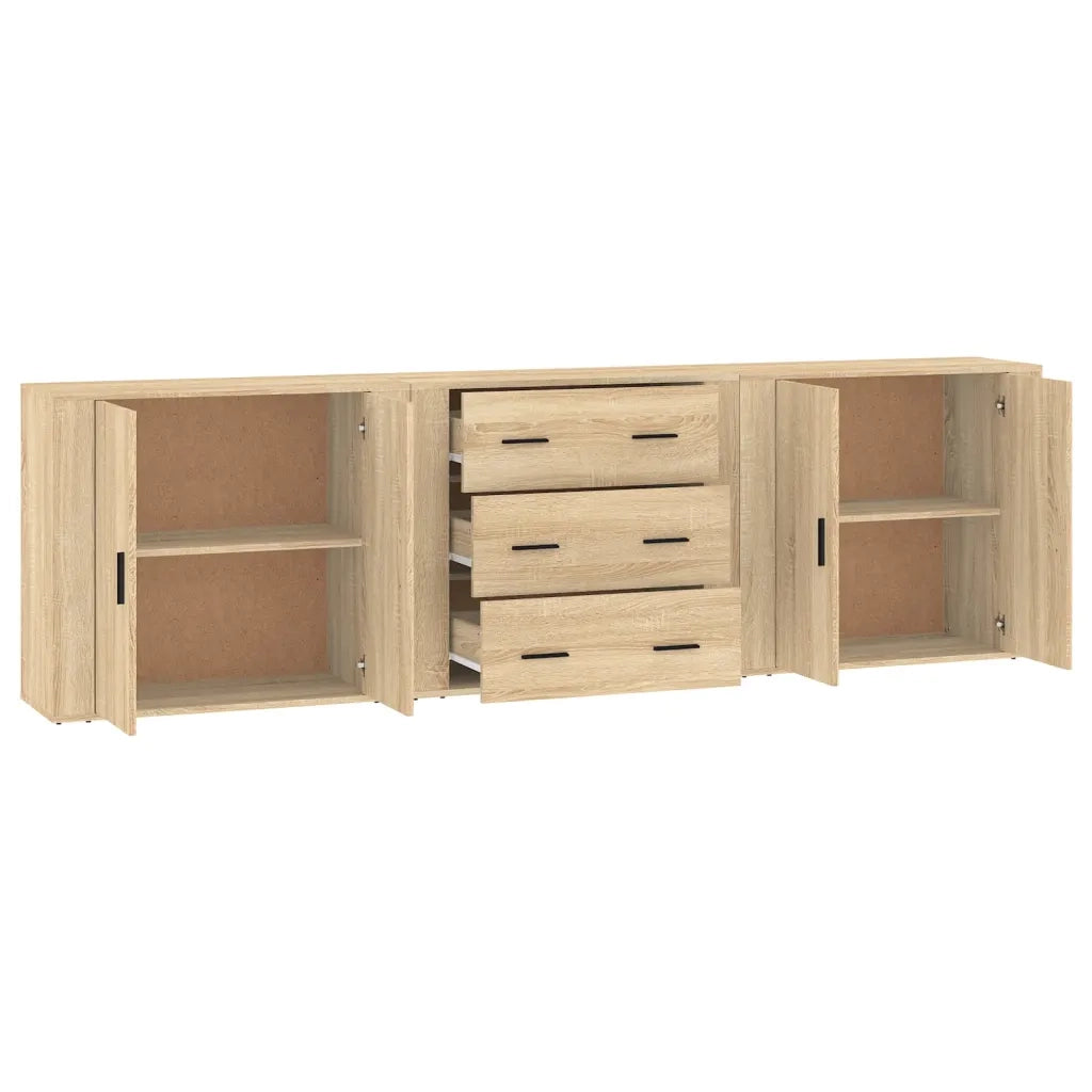 Credenze 3 pz | Madia | Buffet da pranzo | Armadio da pranzo Rovere Sonoma in Legno Multistrato