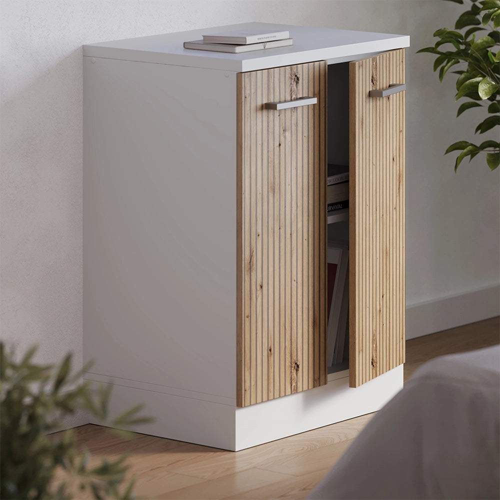 Mobile per mansarda Rion Rovere artigianale/Bianco 60 x 83.8 cm senza inclinazione con 2 ante Vicco