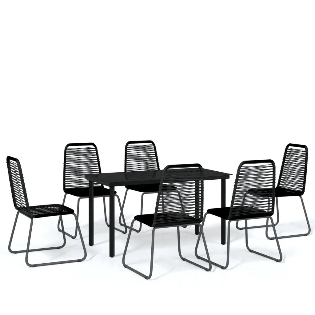 Set Mobili da Pranzo per Giardino 7 pz Nero cod mxl 35851