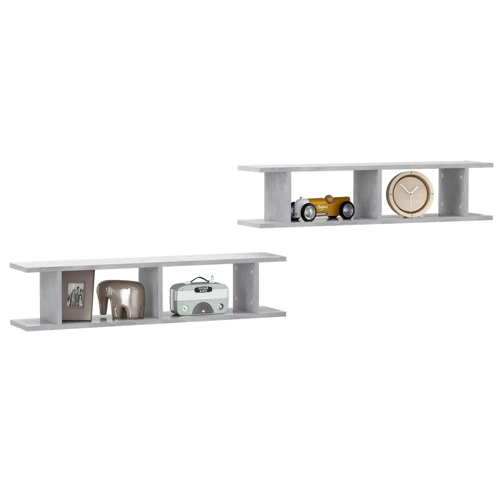 Mensole Parete 2pz-Set di 2 Scaffale a parete Grigio Cemento 90x18x20 cm Legno Multistrato