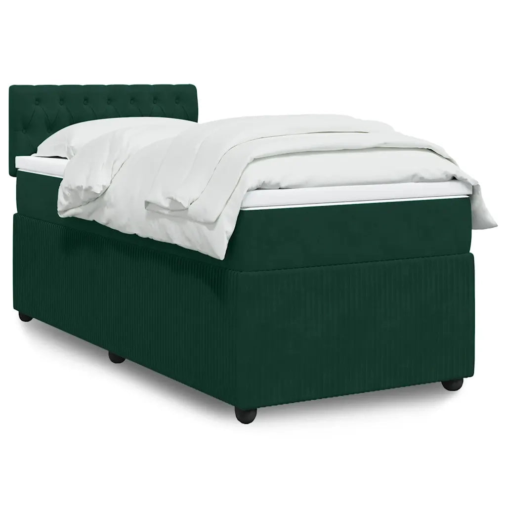 Giroletto a Molle con Materasso Verde Scuro 100x200 cm Velluto
