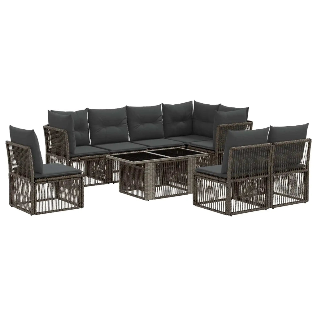 Set Divano da Giardino 9 pz Grigio polyrattan 3436478