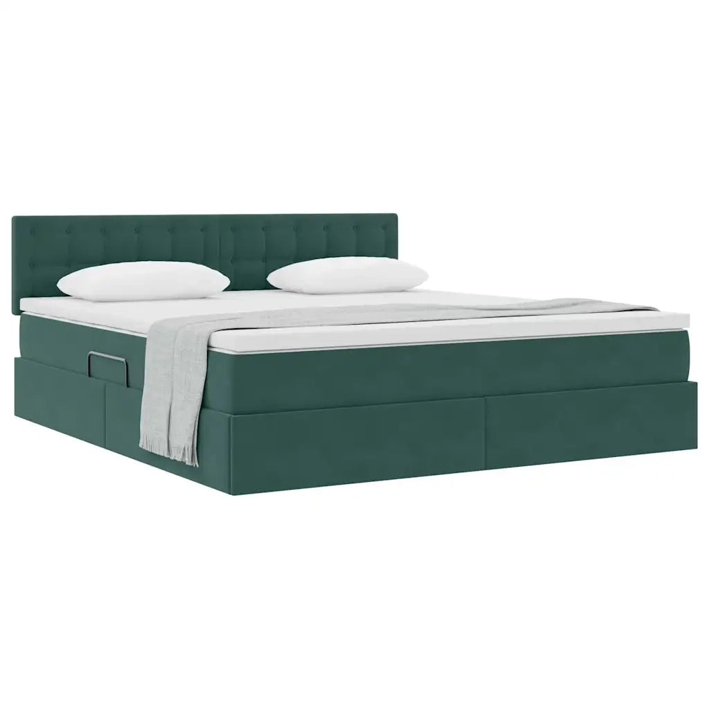 Letto con Contenitore Verde Scuro 160 x 200 cm Velluto