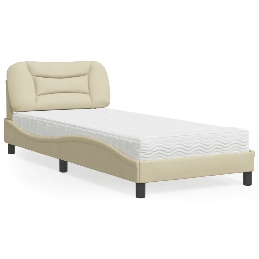 Letto con Materasso Hvar Crema 90x190 cm in Tessuto