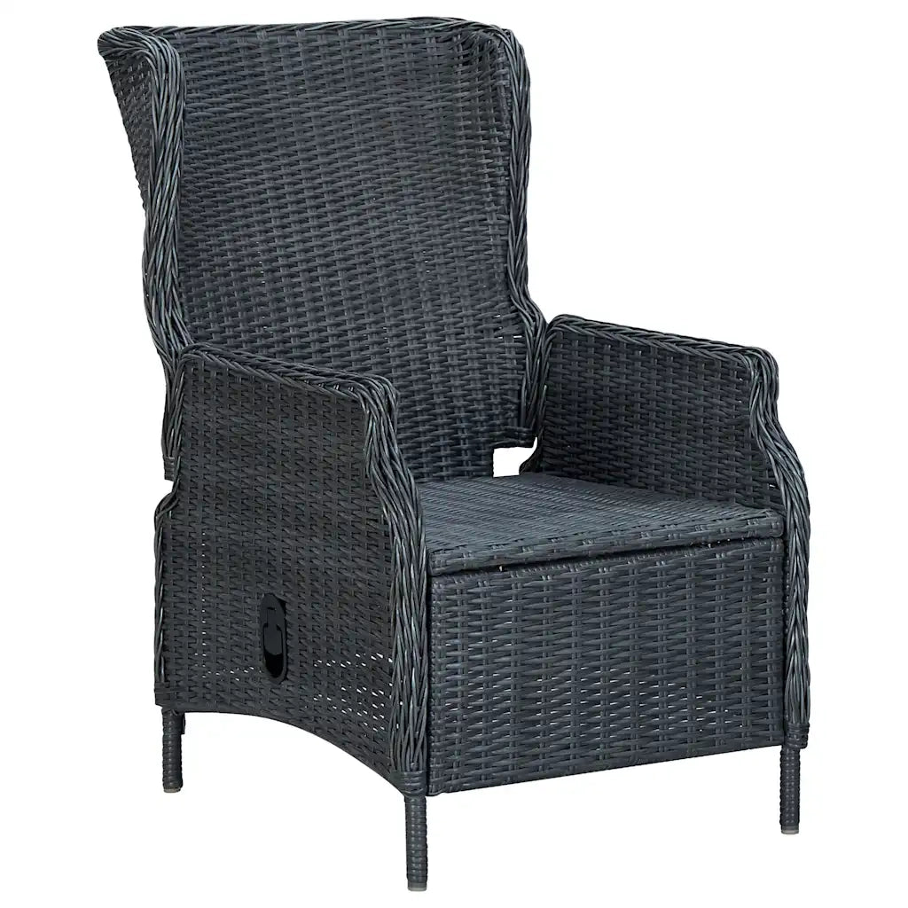 Sedia da Giardino | Sedie da Esterno Reclinabile e Cuscino Polyrattan Grigio Scuro
