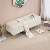 Panca con Spazio di Archiviazione, Resistenza fino a 120kg, 120x44x44.5cm, Beige