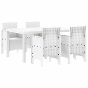 Set da Pranzo per Giardino 5 pz | Set Salotto da Giardino Bianco Rattan Polt