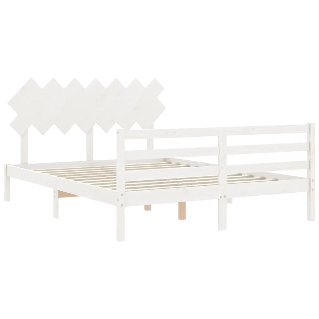 Giroletto con Testiera-Struttura Letto con testiera Bianco 140x200 cm in Legno Massello 591378