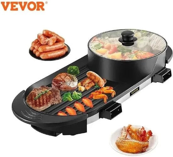 Piatto BBQ Elettrico Gourmet - Hotpot Elettrico - BBQ Coreano - Griglia Coreana - Piatto da Festa - Antiaderente