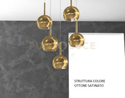 SOSP. OTTONE SAT. RETTANGOLARE 5 LUCI VETRI TUTTI PICCOLO ORO 1155OS-S5 RP-OR