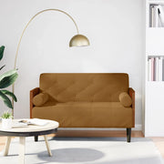 Divano Divanetto con Cuscini Bolster Marrone 110 cm Velluto