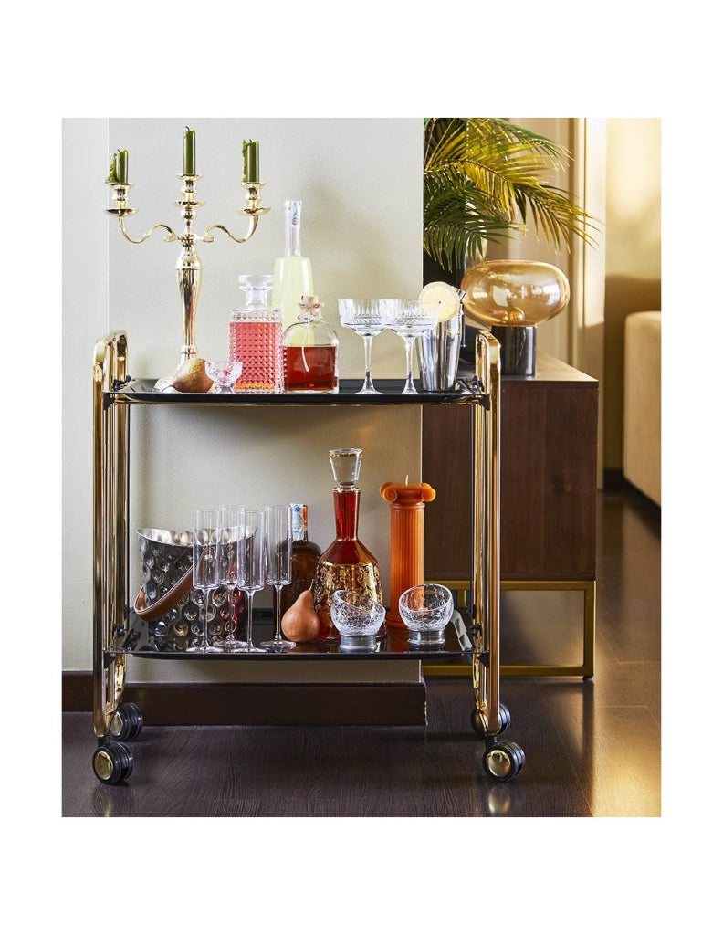 Carrello da cucina pieghevole dorato con ruote BAUHAUS 2 ripiani