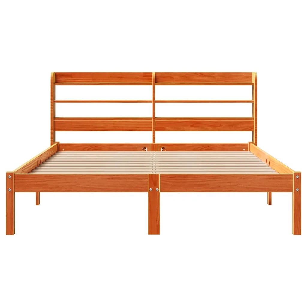 Giroletto con Testiera Marrone Cera 135x190 cm Massello Pino