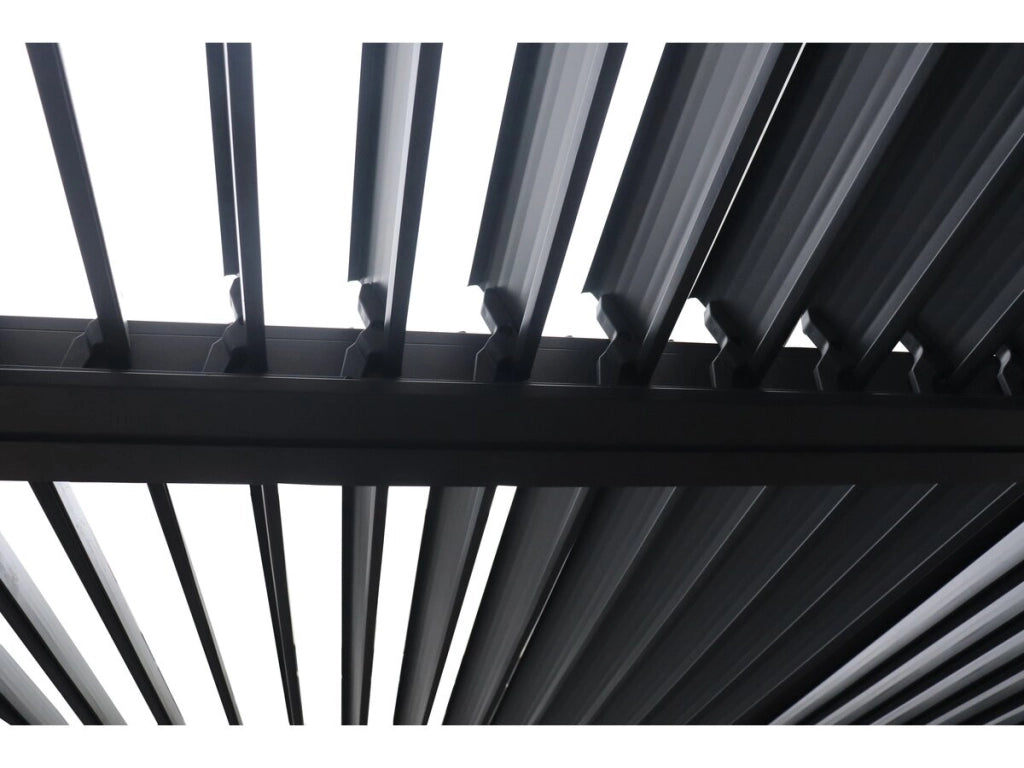 Pergola bioclimatica tetto a 2 lati "Victoria" in alluminio e metallo - 3,5 x 4 m - Grigio