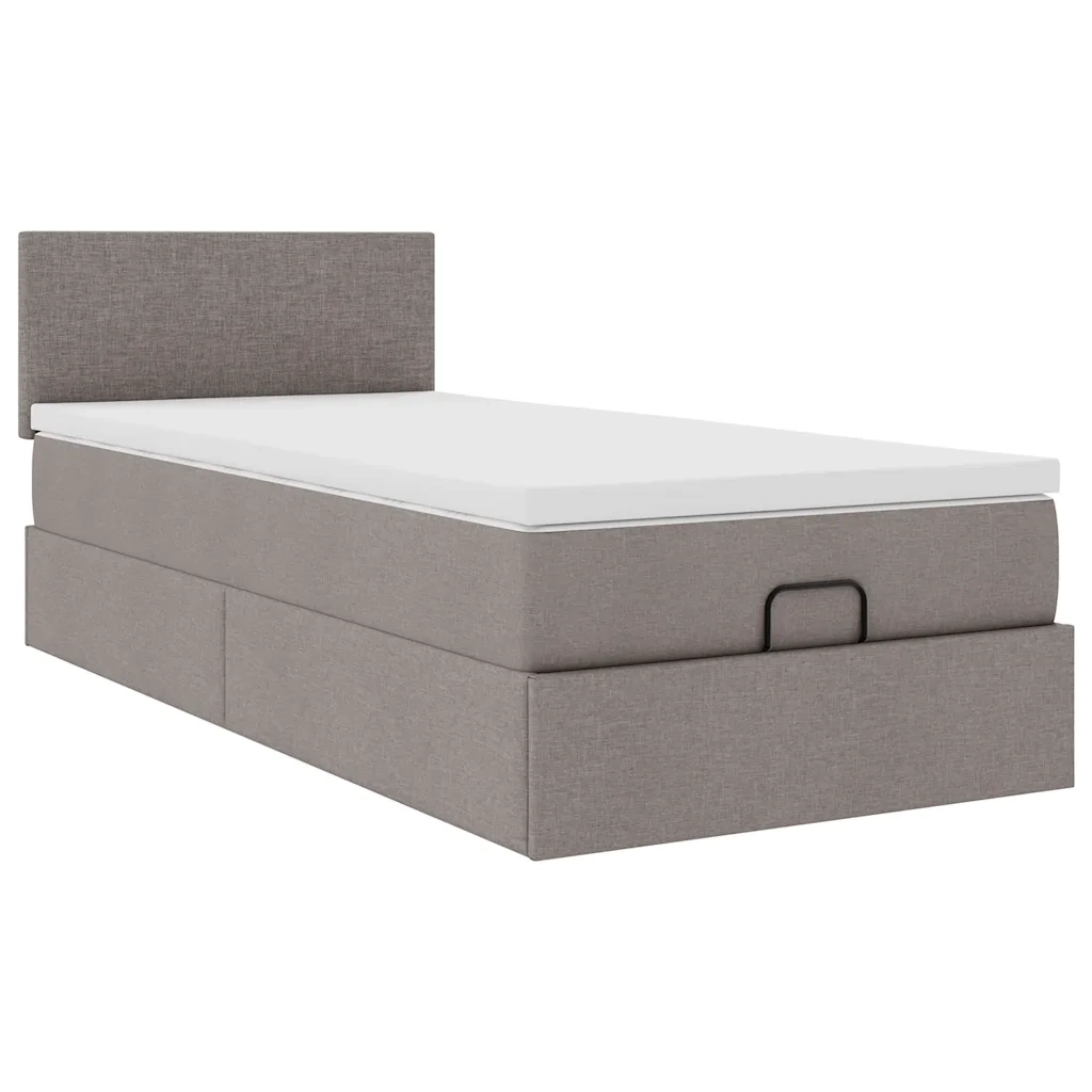 Pouf Letto con Materasso Tortora 100x200 cm in Tessuto