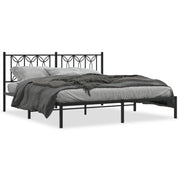 Letto matrimoniale | Letto per adulti | Giroletto con Testiera in Metallo Nero 183x213 cm